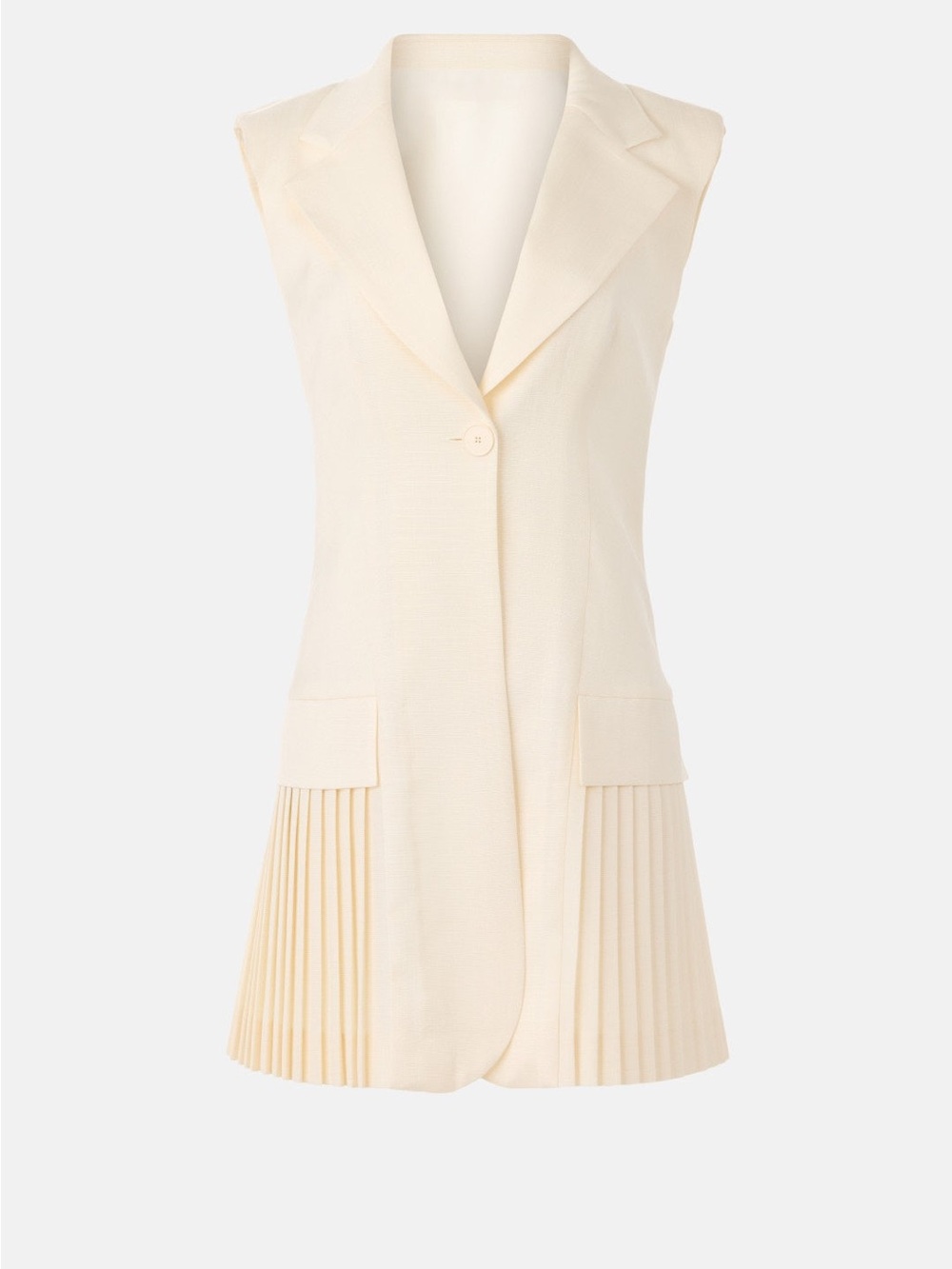 Sandro Cream Sleeveless Pleated Blazer Dress - Picture 5 of 9